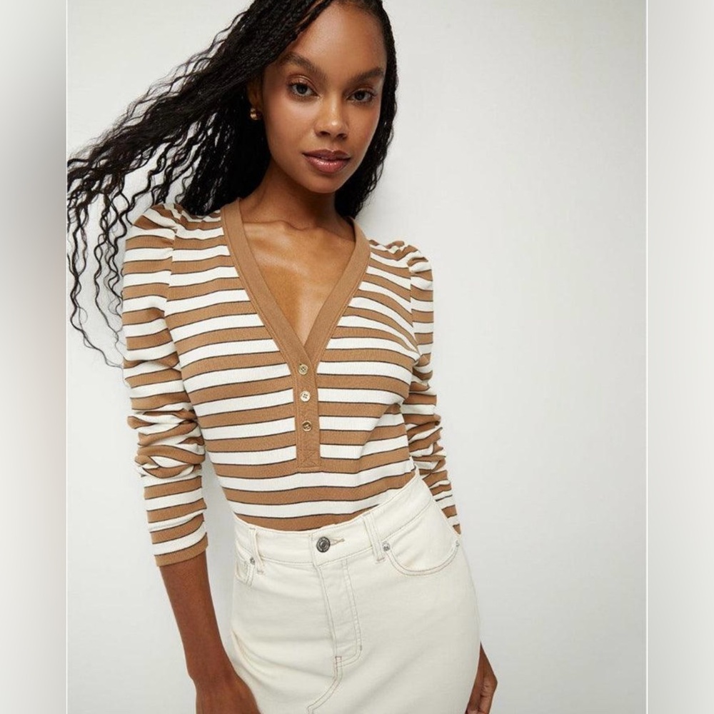 Veronica Beard Dekalb Striped Puff Sleeve Top - Size Small WORN ONCE